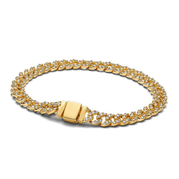 Pave Cuban Rose & Oliver Armband in Gold mit glänzenden Details und elegantem Finish.