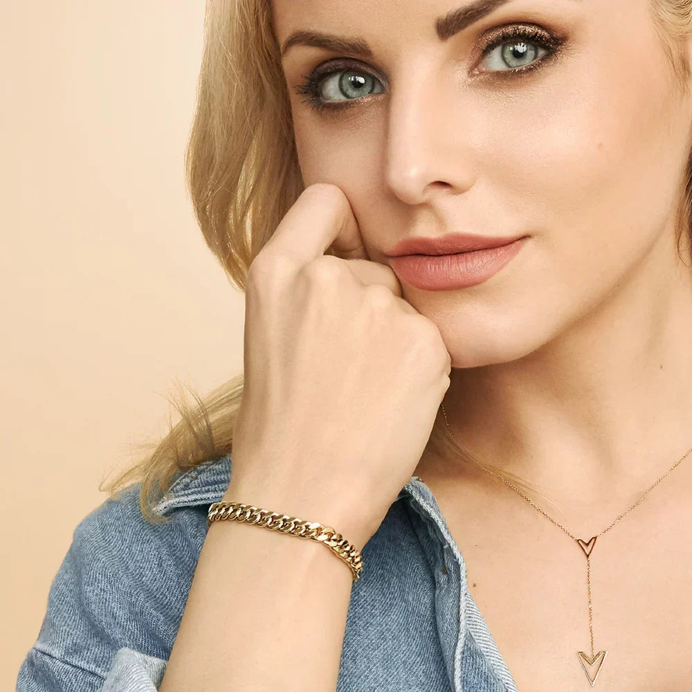Gold-Cuban-Estate™-Armband von Rose & Oliver, mit massiven Gliedern und glänzendem Finish, raffinierter und eleganter Stil