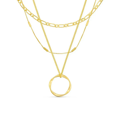 Colar Circa™ con tres filas de círculos abiertos dorados de Rose & Oliver, diseño elegante y delicado.